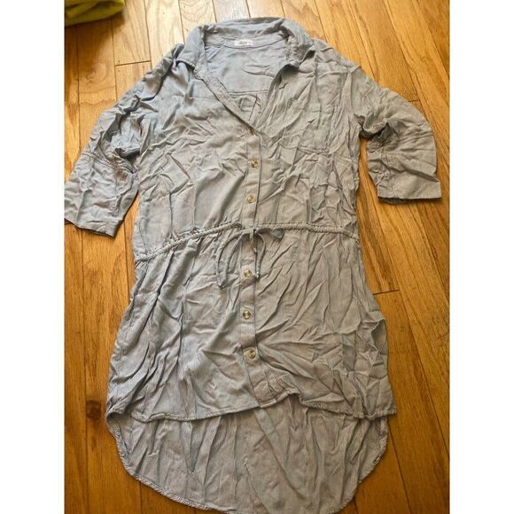 Glam women's striped Button-Down Drawstring Waist Tunic Shirt size large - Picture 1 of 8